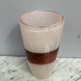 Vintage Pink / Brown Art Glass Vase