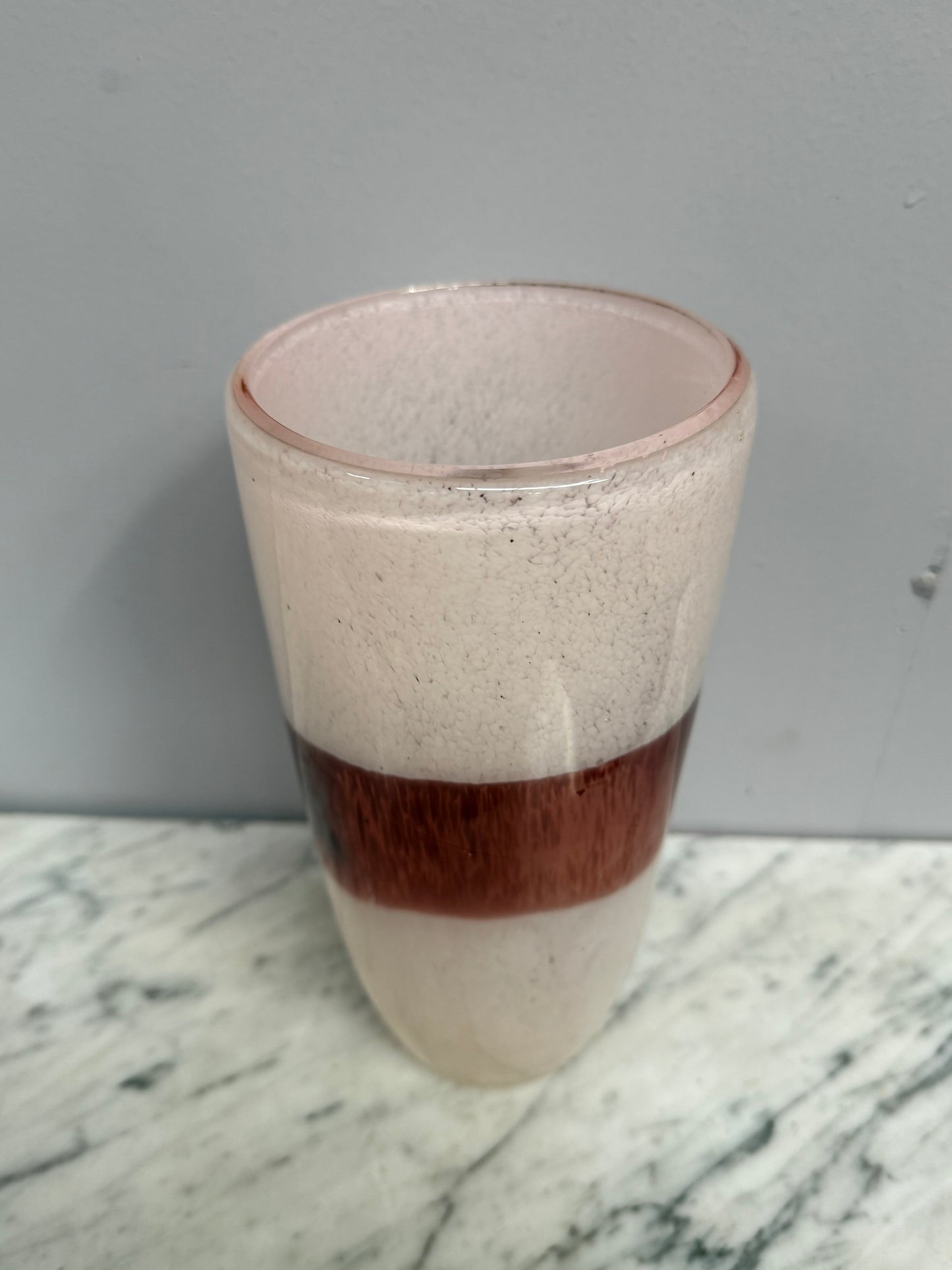 Vintage Pink / Brown Art Glass Vase