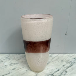 Vintage Pink / Brown Art Glass Vase