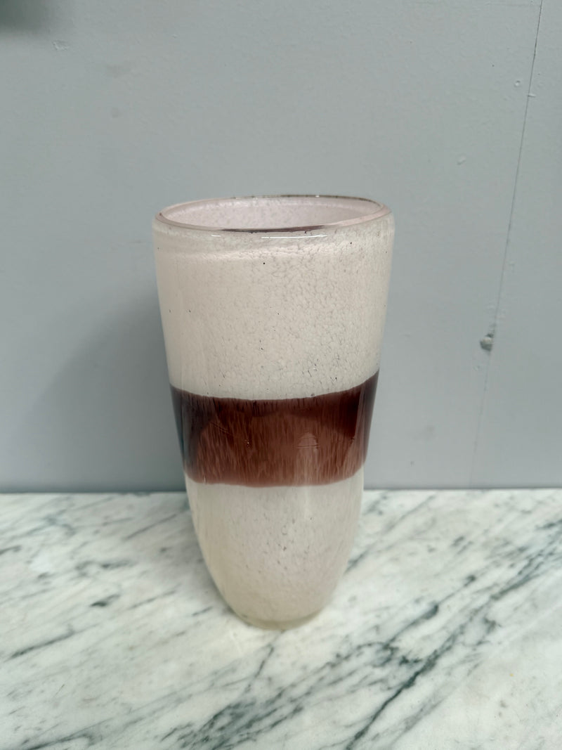 Vintage Pink / Brown Art Glass Vase