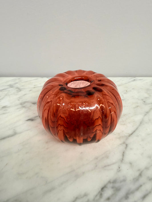 Vintage Pumpkin Shaped Art Glass Vase