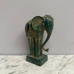 Vintage Patinated Brass Elephant Sculpture