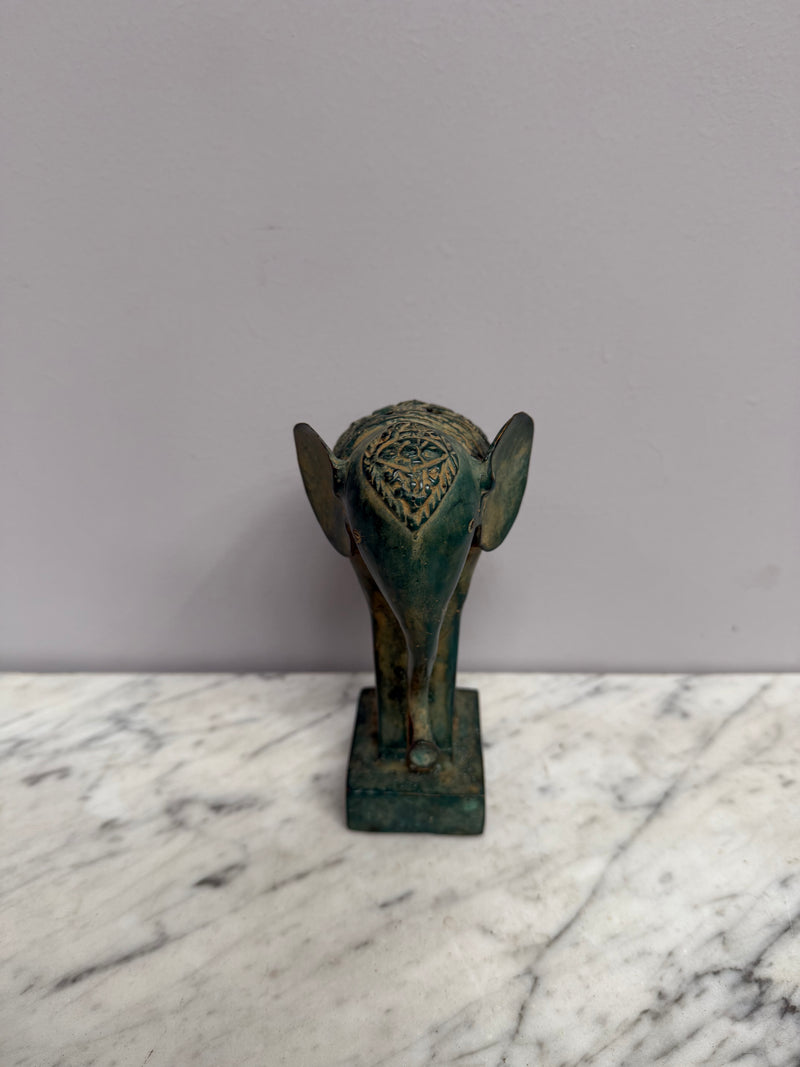 Vintage Patinated Brass Elephant Sculpture