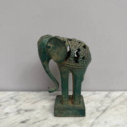 Vintage Patinated Brass Elephant Sculpture