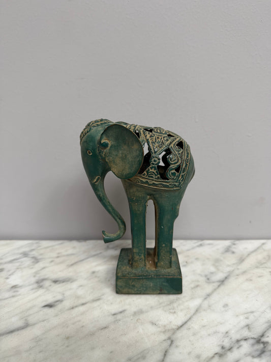 Vintage Patinated Brass Elephant Sculpture