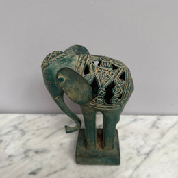 Vintage Patinated Brass Elephant Sculpture