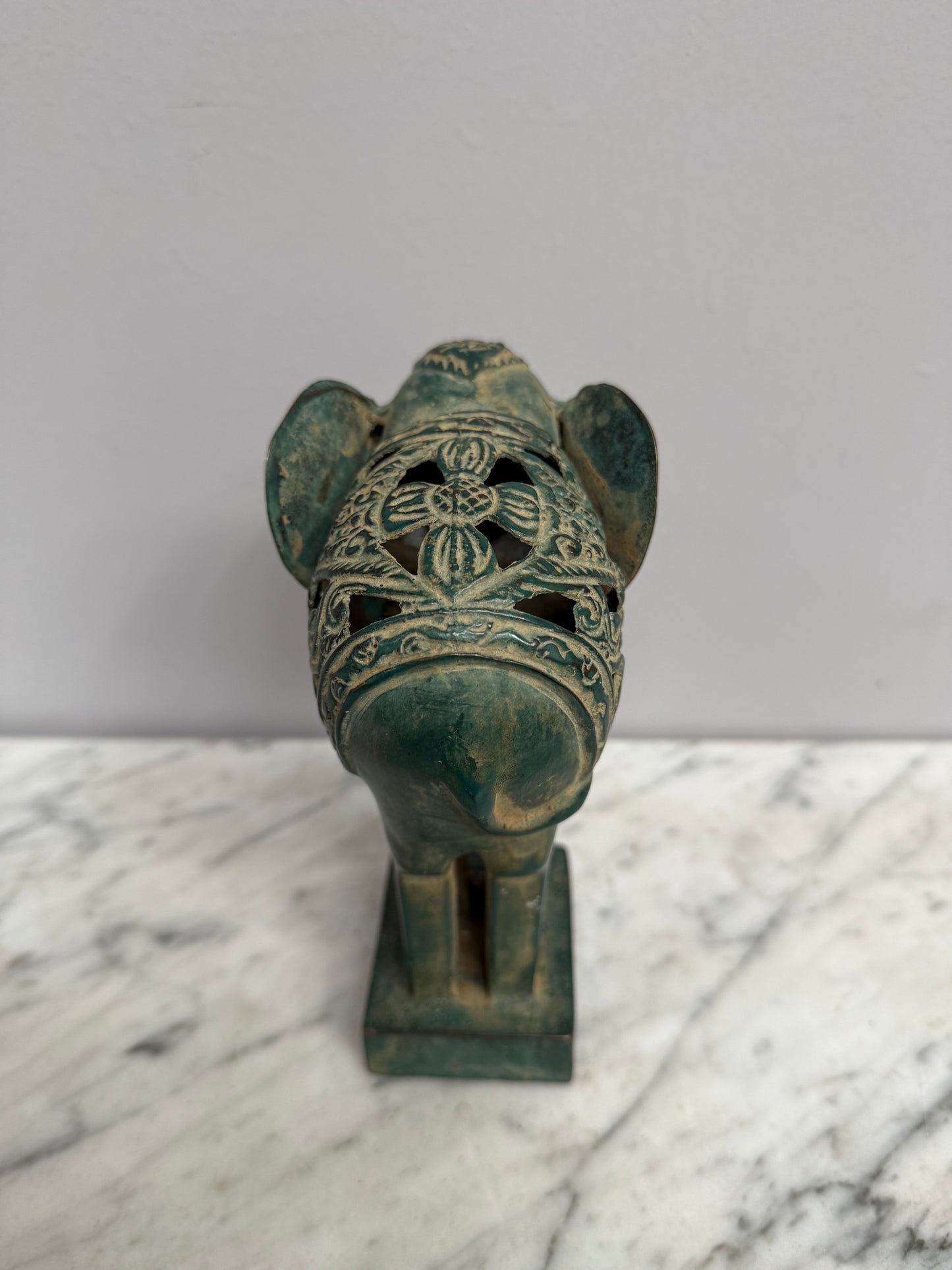 Vintage Patinated Brass Elephant Sculpture