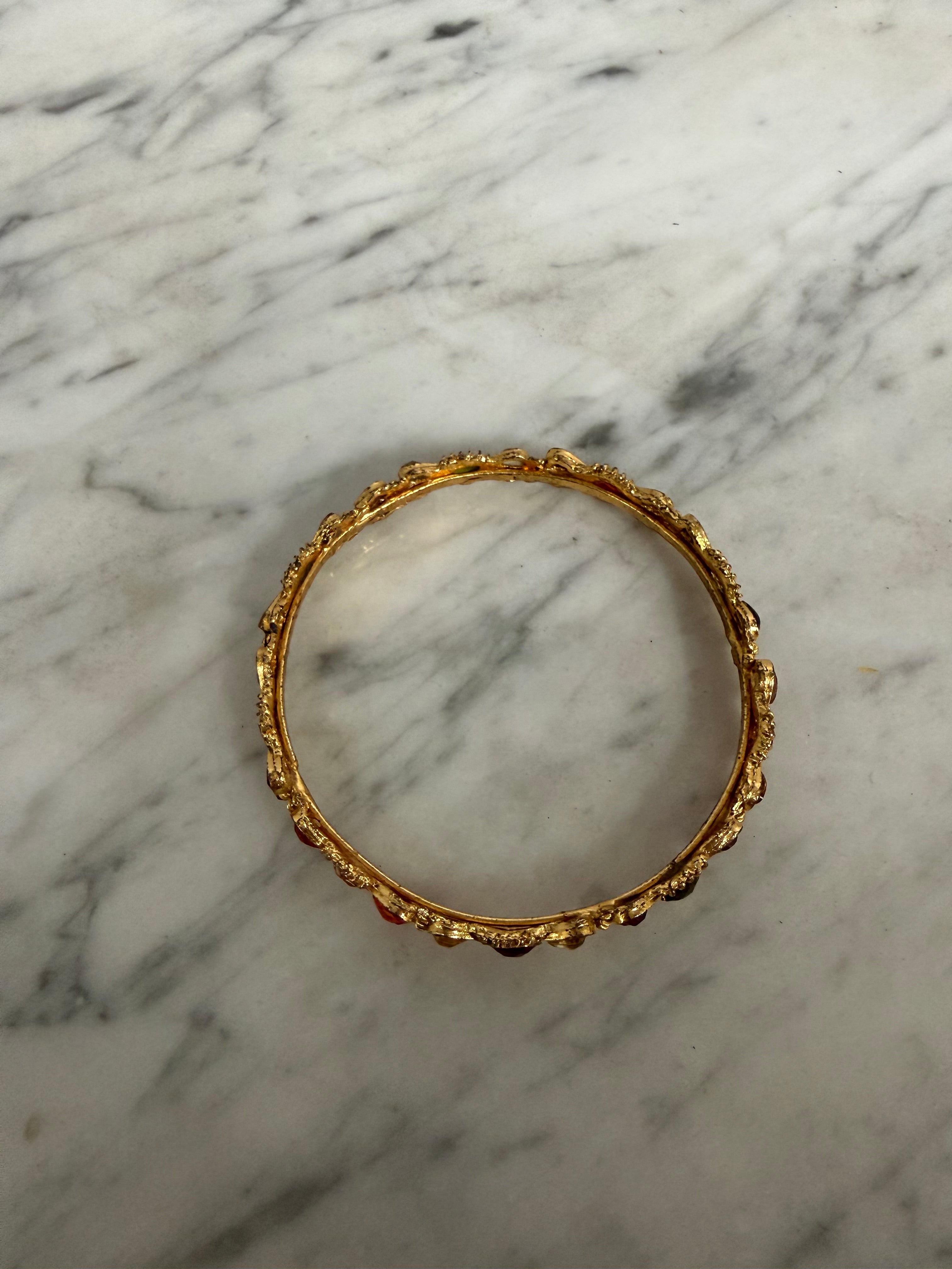 Vintage Gold Tone & Multi Stone Bangle | Antique & Vintage | Moonee Ponds Antiques | Australia Wide Delivery
