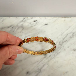 Vintage Gold Tone & Multi Stone Bangle