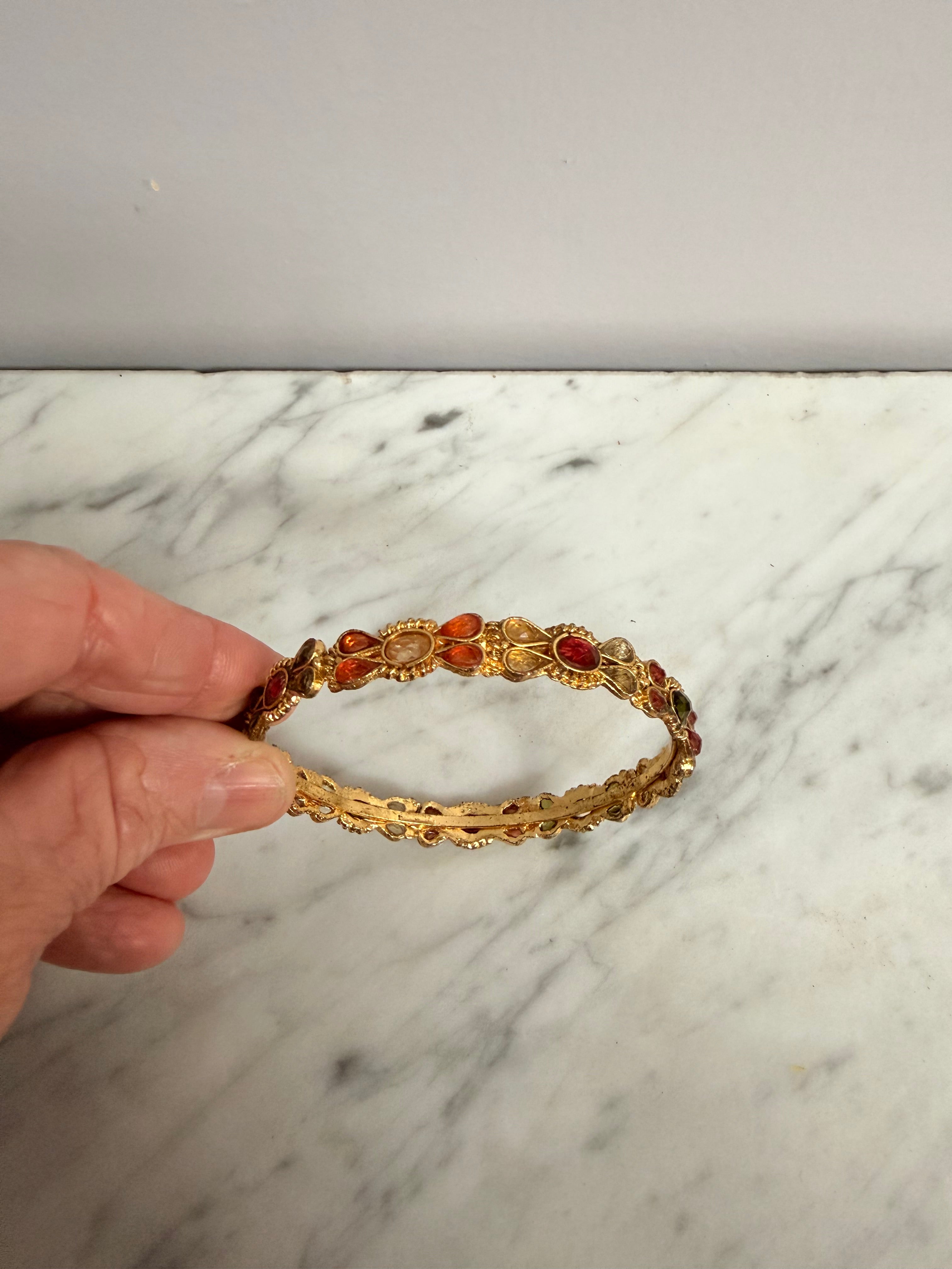 Vintage Gold Tone & Multi Stone Bangle | Antique & Vintage | Moonee Ponds Antiques | Australia Wide Delivery