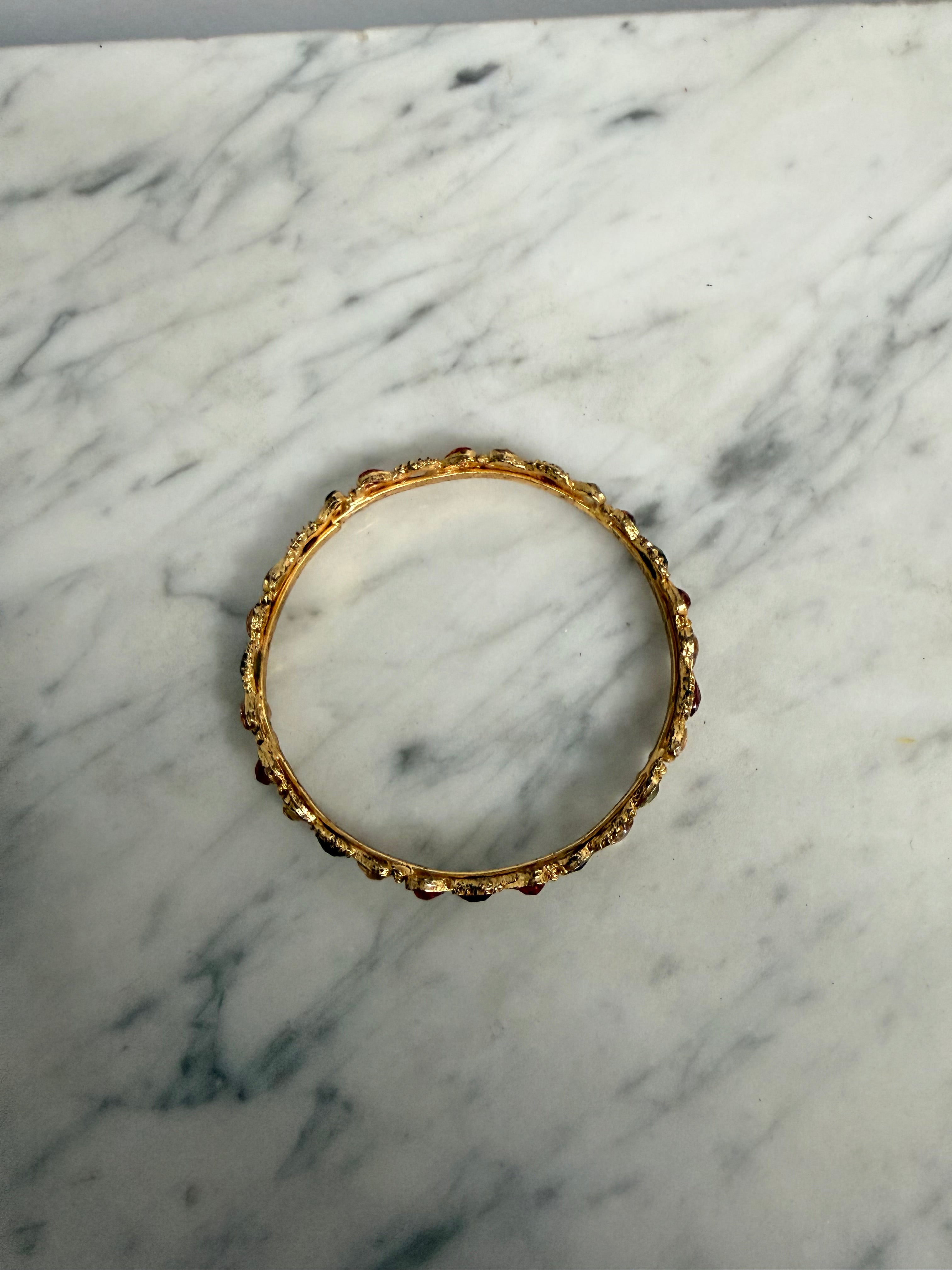 Vintage Gold Tone & Multi Stone Bangle | Antique & Vintage | Moonee Ponds Antiques | Australia Wide Delivery