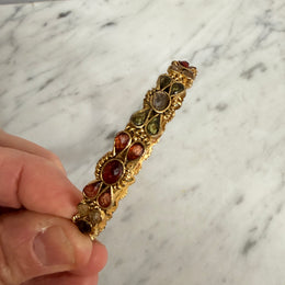 Vintage Gold Tone & Multi Stone Bangle