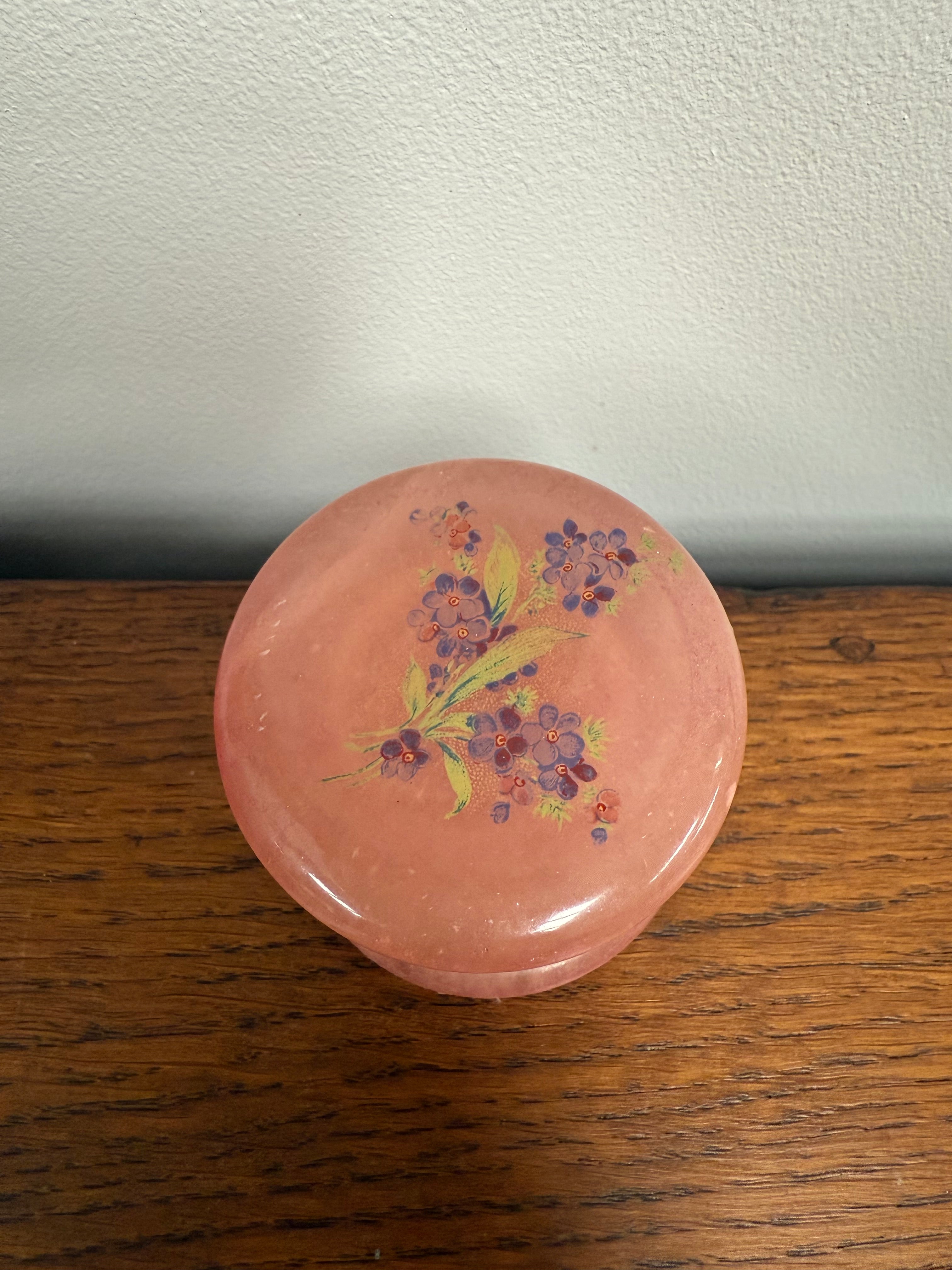 Pretty Pink Alabaster Hinged Trinket Box | Antique & Vintage | Moonee Ponds Antiques | Australia Wide Delivery