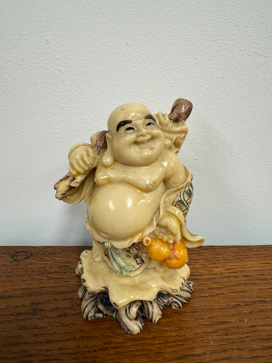 Vintage Resin Hand Painted Laughing Buddha