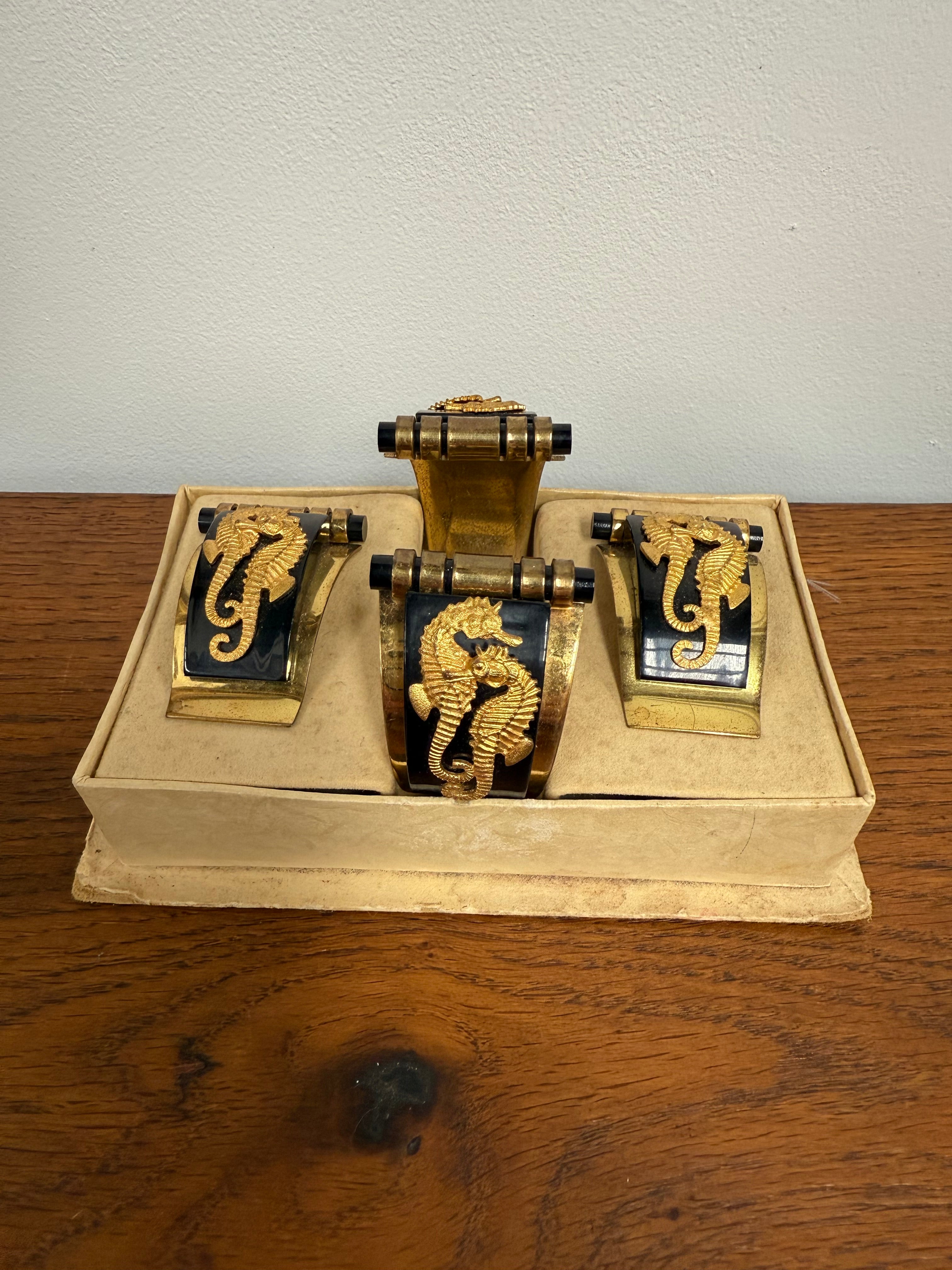 Art Deco Jean Painleve Seahorse Suite - Bracelet & Dress Clips | Antique & Vintage | Moonee Ponds Antiques | Australia Wide Delivery