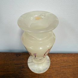 Vintage Inlaid White Alabaster Vase