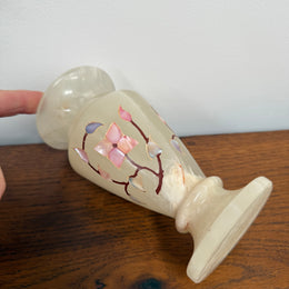 Vintage Inlaid White Alabaster Vase