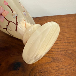 Vintage Inlaid White Alabaster Vase