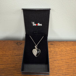 Sterling Silver Marcasite Onyx Pedant & Chain