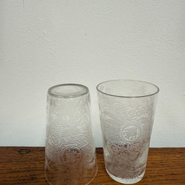 Pair Acid Etched Antique Drinking Glasses