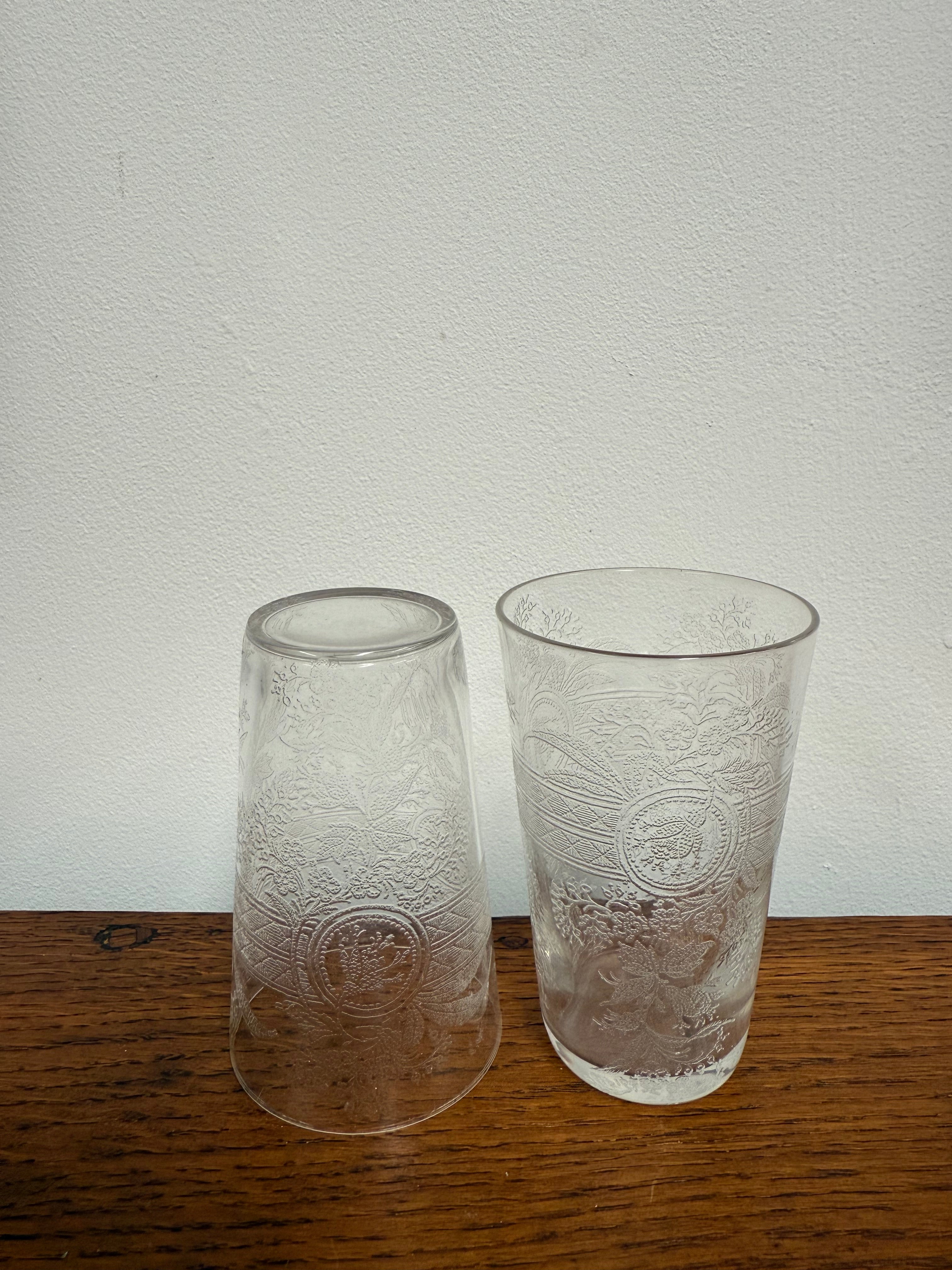 Pair Acid Etched Antique Drinking Glasses | Antique & Vintage | Moonee Ponds Antiques | Australia Wide Delivery