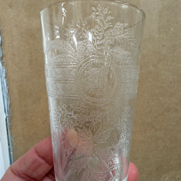 Pair Acid Etched Antique Drinking Glasses