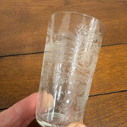 Pair Acid Etched Antique Drinking Glasses