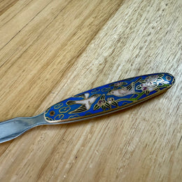 Vintage Chrome Letter Opener With Cloisonne Handle