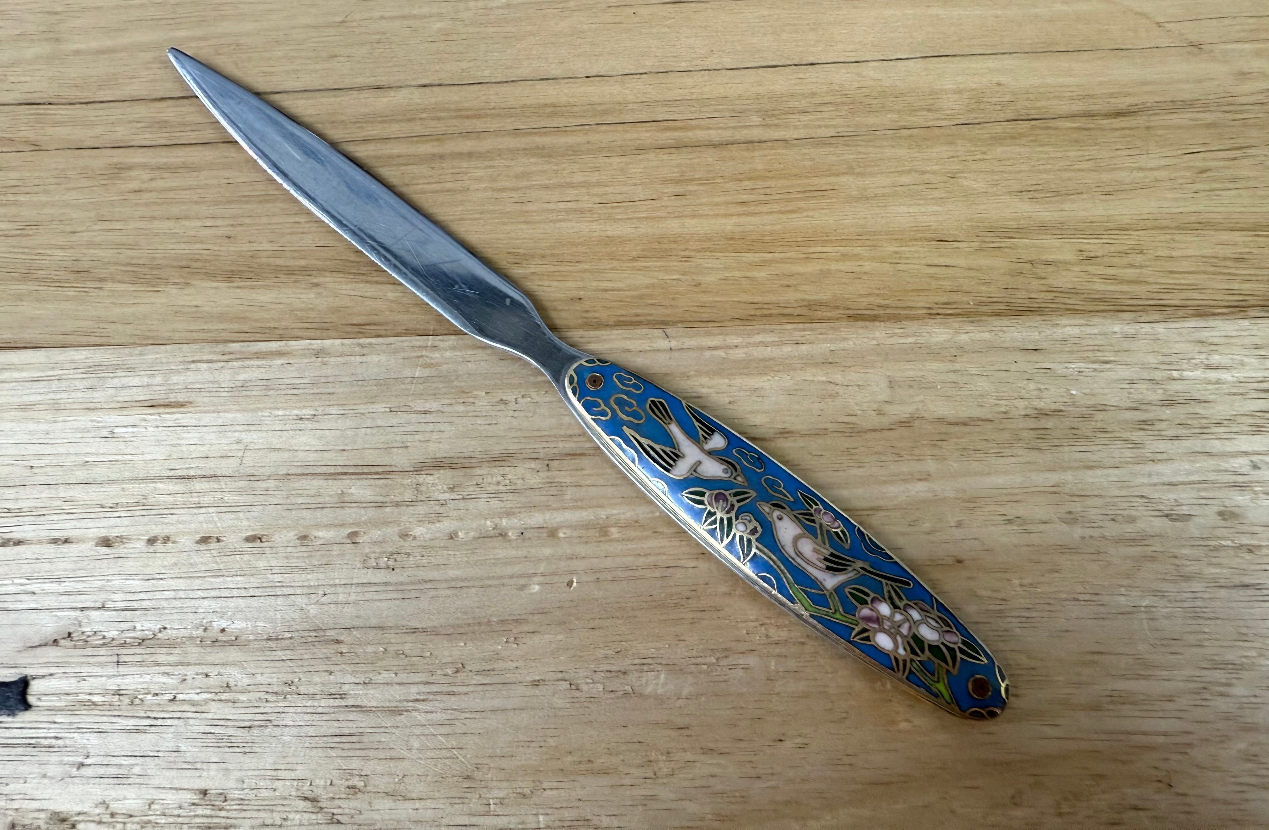 Vintage Chrome Letter Opener With Cloisonne Handle | Antique & Vintage | Moonee Ponds Antiques | Australia Wide Delivery