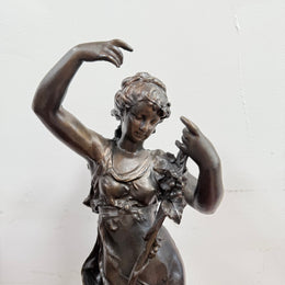 Large Vintage Bronzed Spelter Figure After Augustus Moreau