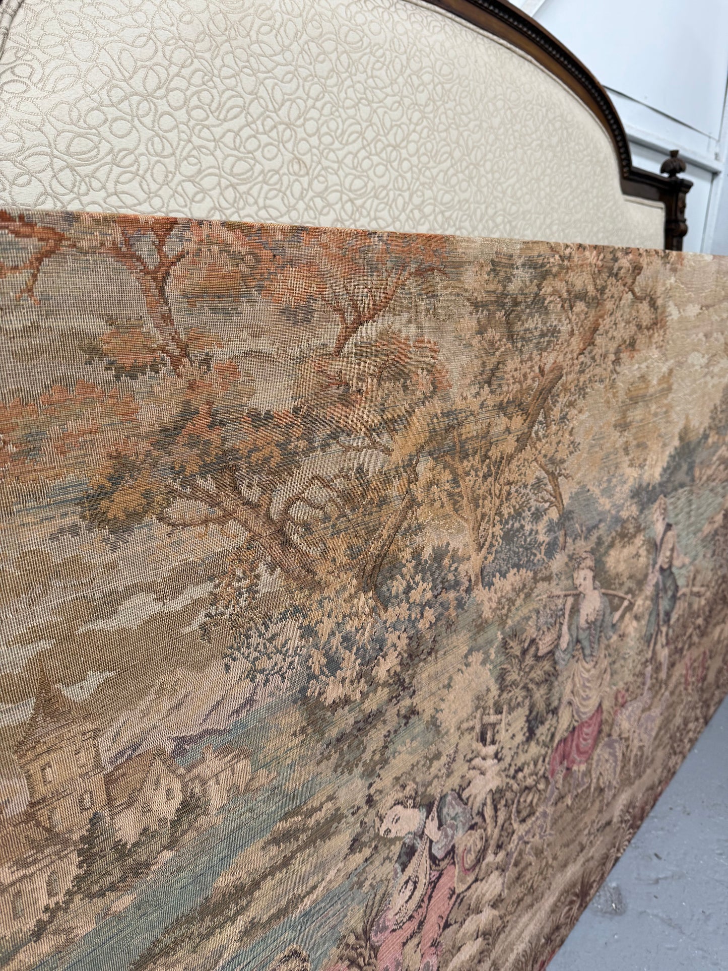 Large 19th Century Flemish Tapestry Of River Scene