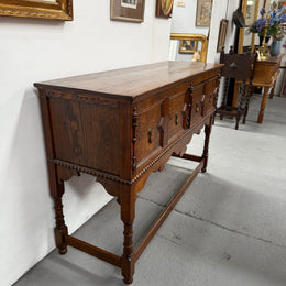 Tudor Style English Figured Oak Sideboard
