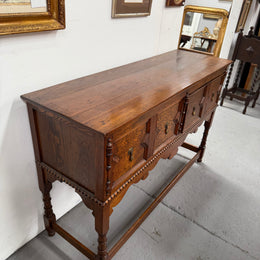 Tudor Style English Figured Oak Sideboard