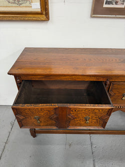 Tudor Style English Figured Oak Sideboard | Antique & Vintage | Moonee Ponds Antiques | Australia Wide Delivery