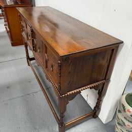 Tudor Style English Figured Oak Sideboard