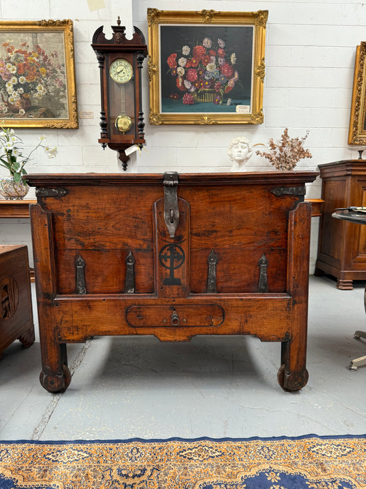 Early 19th Century Iron Bound Teak Merchant Chest