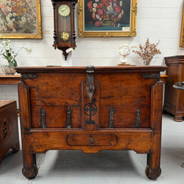 Early 19th Century Iron Bound Teak Merchant Chest