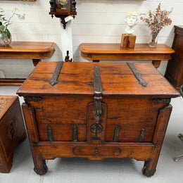 Early 19th Century Iron Bound Teak Merchant Chest