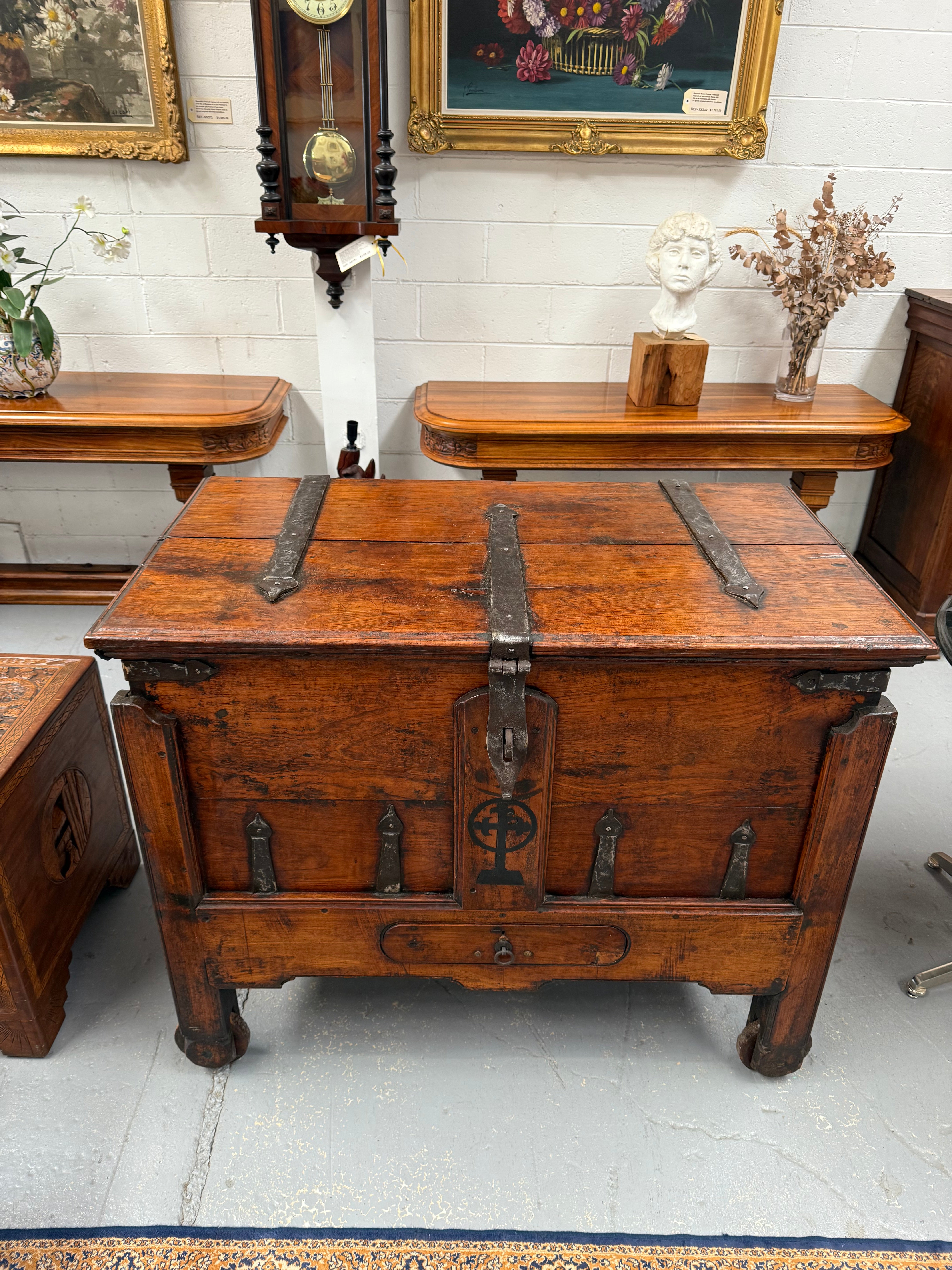 Early 19th Century Iron Bound Teak Merchant Chest | Antique & Vintage | Moonee Ponds Antiques | Australia Wide Delivery