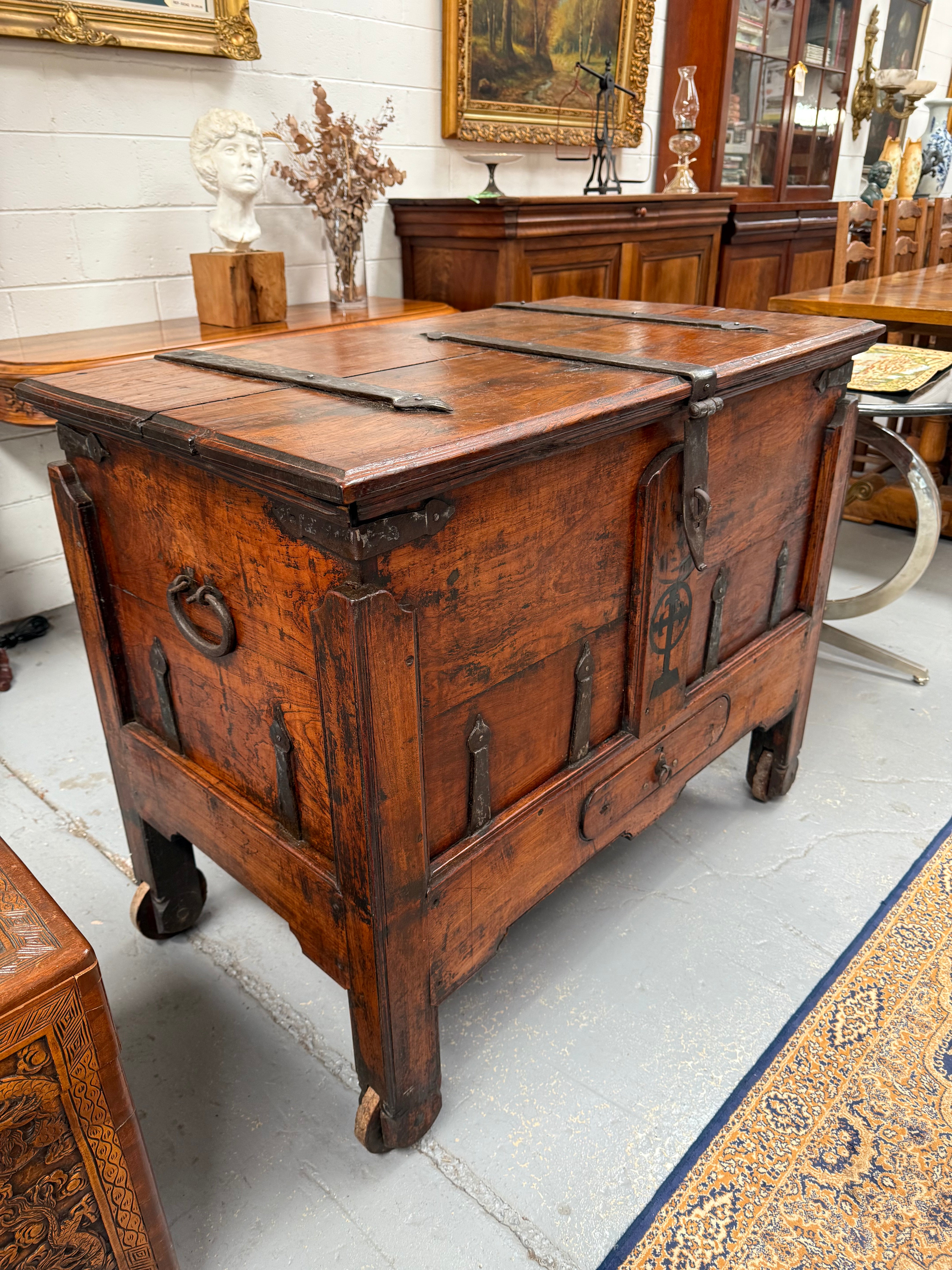 Early 19th Century Iron Bound Teak Merchant Chest | Antique & Vintage | Moonee Ponds Antiques | Australia Wide Delivery
