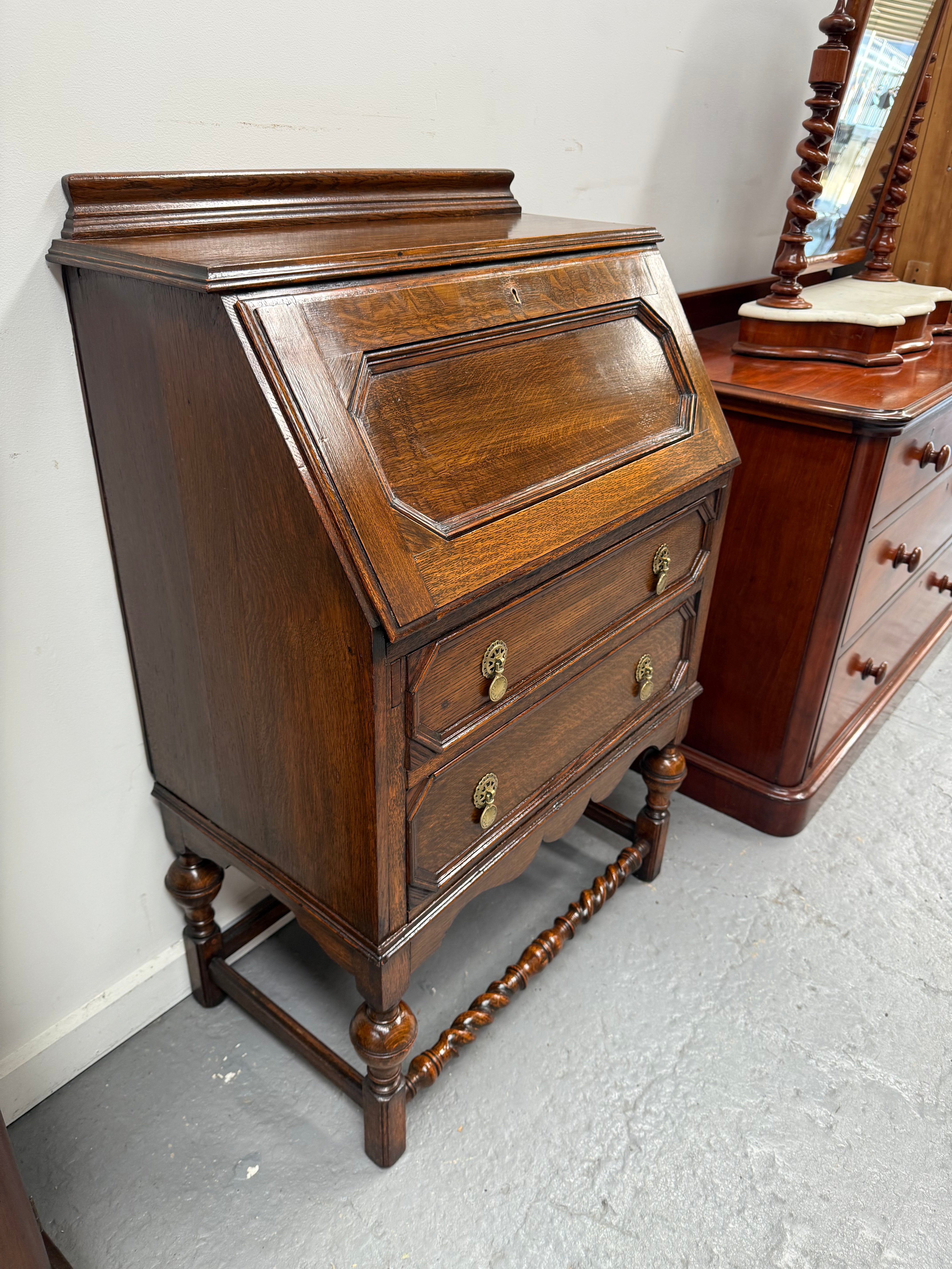 Practical Jackobean Style Writing Bureau | Antique & Vintage | Moonee Ponds Antiques | Australia Wide Delivery