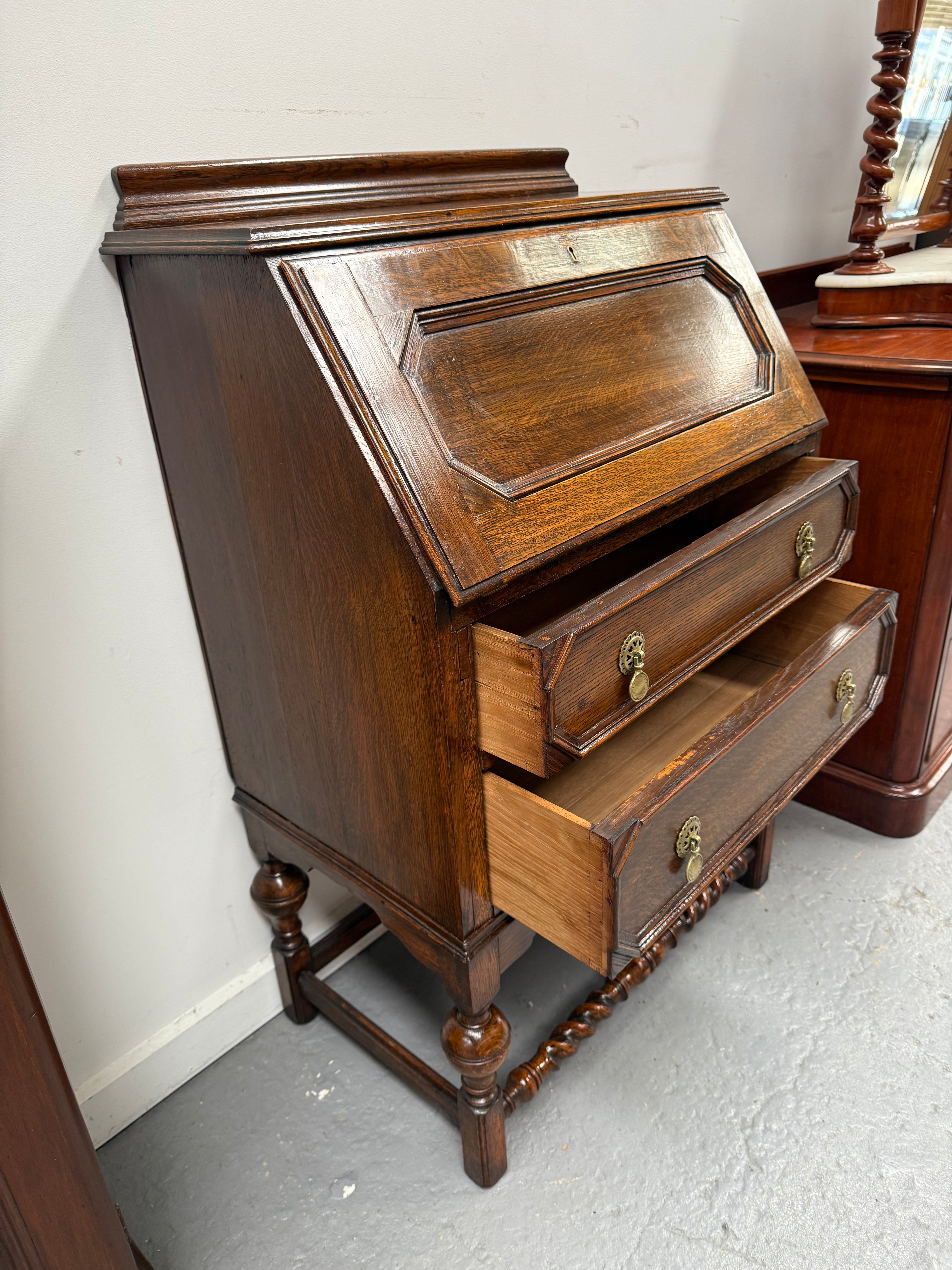 Practical Jackobean Style Writing Bureau | Antique & Vintage | Moonee Ponds Antiques | Australia Wide Delivery