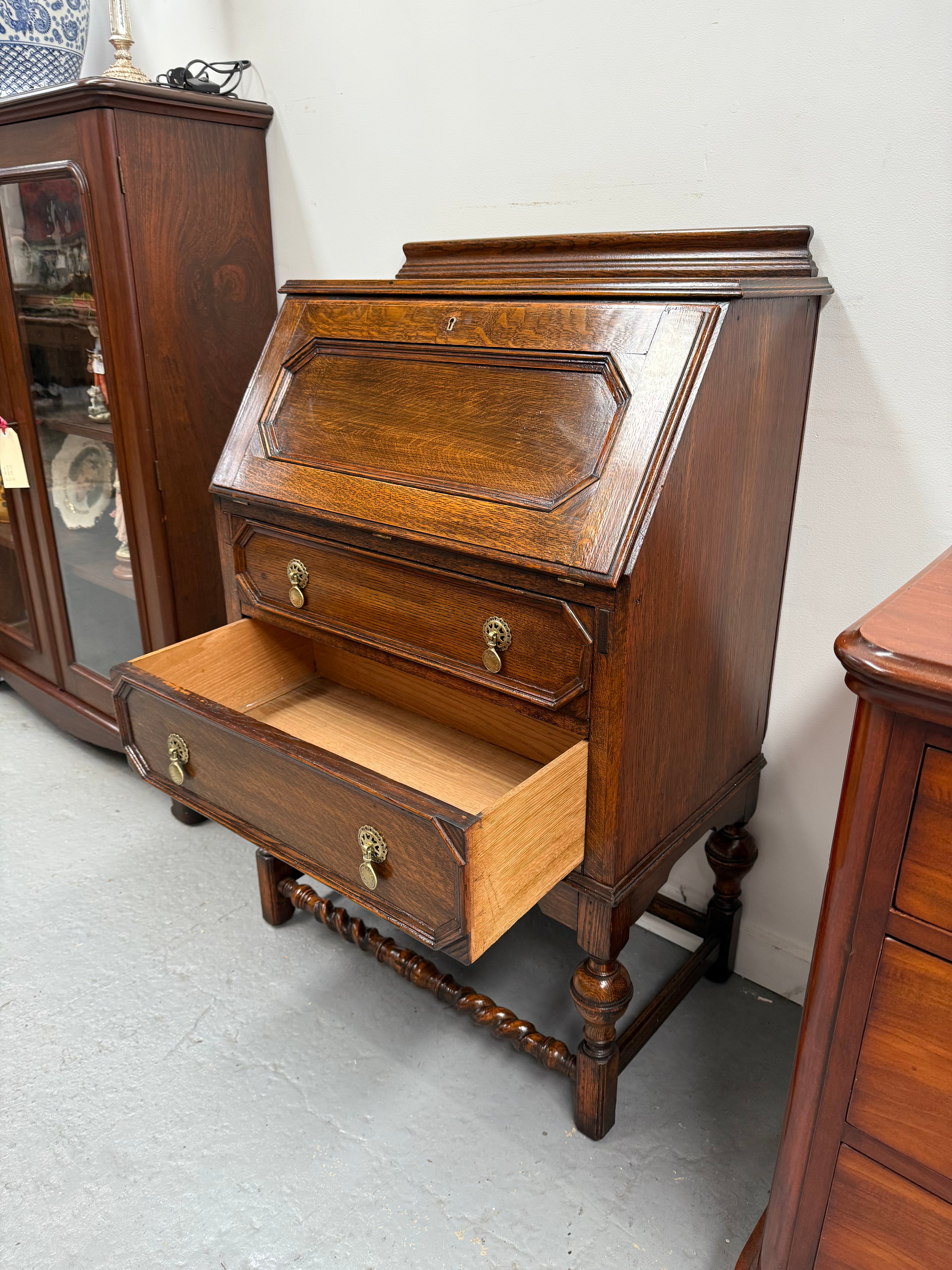 Practical Jackobean Style Writing Bureau | Antique & Vintage | Moonee Ponds Antiques | Australia Wide Delivery