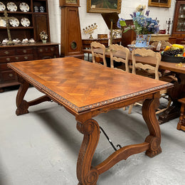 Lovely French Oak Spanish Style Dining Table
