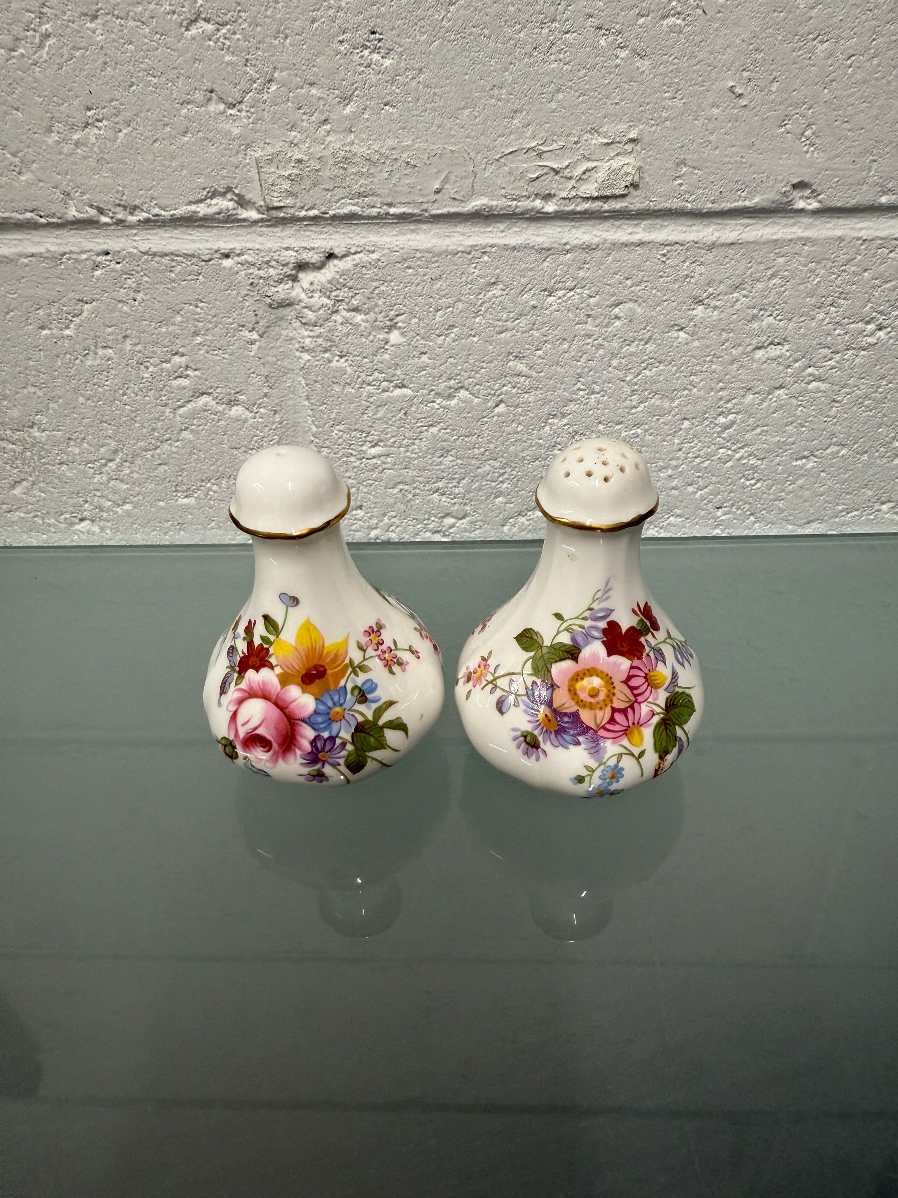 Pair Royal Crown Derby Posies Salt & Pepper | Antique & Vintage | Moonee Ponds Antiques | Australia Wide Delivery