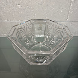 Large Vintage German Crystal Bowl with Etched Panels