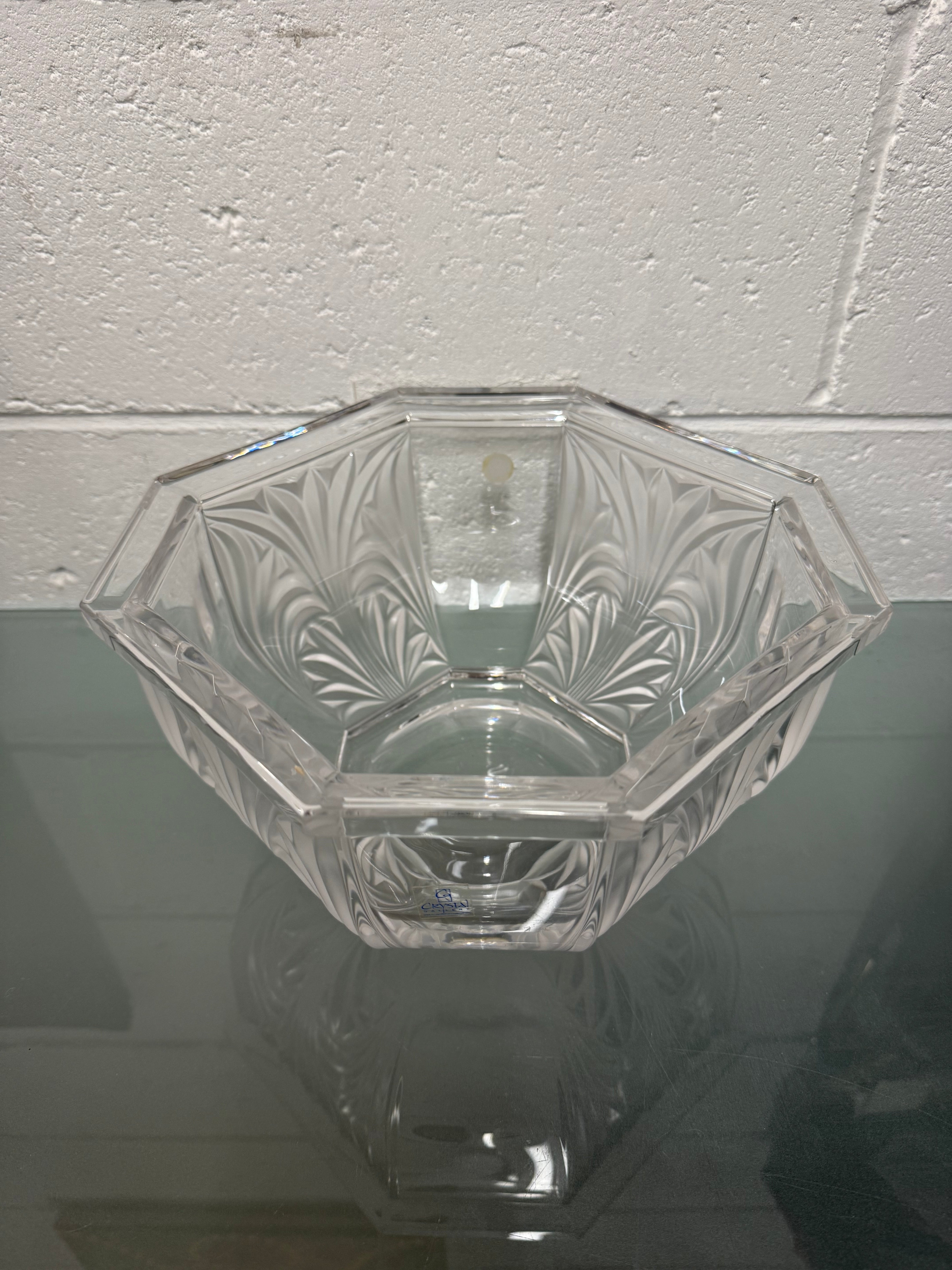 Large Vintage German Crystal Bowl with Etched Panels | Antique & Vintage | Moonee Ponds Antiques | Australia Wide Delivery