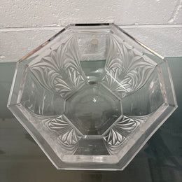 Large Vintage German Crystal Bowl with Etched Panels