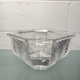 Large Vintage German Crystal Bowl with Etched Panels