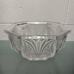 Large Vintage German Crystal Bowl with Etched Panels